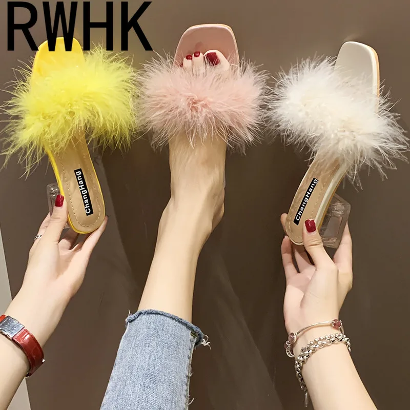 

RWHK 2019 word new fashion slippers women wear wild thick with summer drag daily slippers Korean version B177