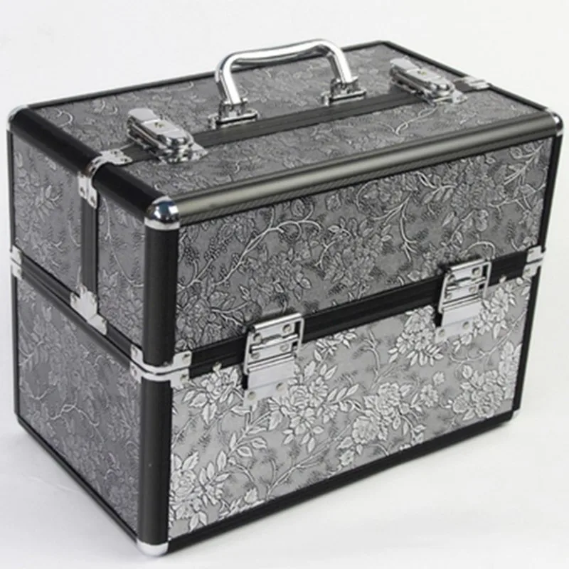 Профессиональный алюминиевый сплав ящик для инструментов чемодан косметический Чехол, ювелирный ящик для хранения косметики подарок для свадьбы дня рождения дорожная сумка для багажа