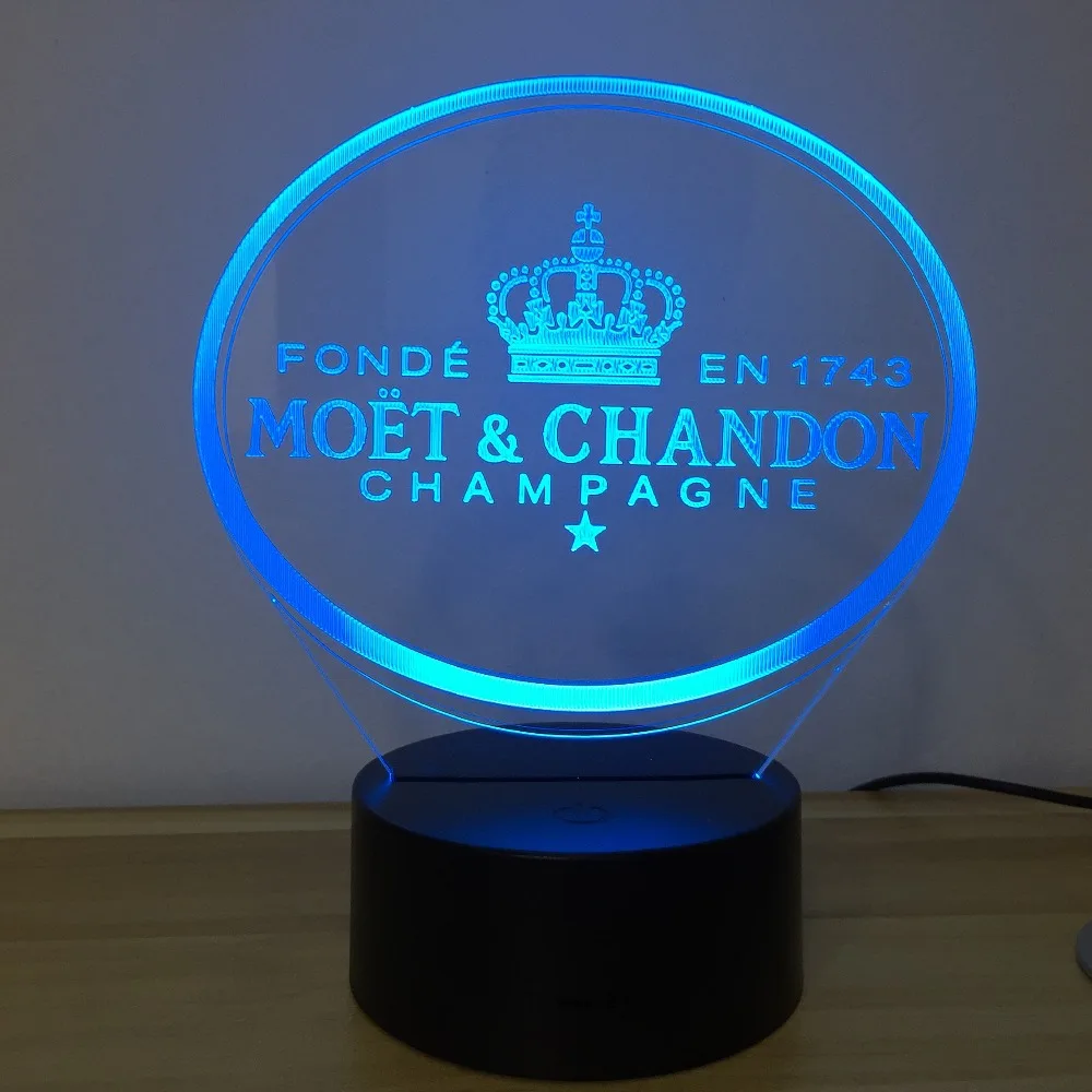 Moet Et Chandon светодиодный 3d-ночник лампа подарок для клиентов друг детский ночник Usb или батарея питание украшения для офиса лампа