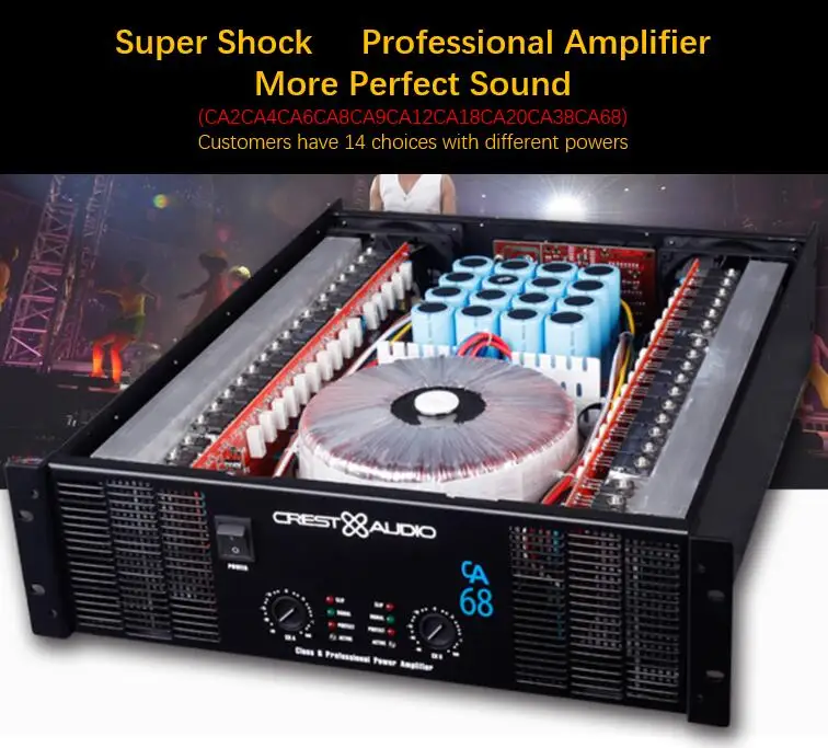 CA12 Professional Power Amplifier Pure Power Amplifier 2channels 2U KTV/Stage/Home Entertainment KTV 8ohm 450W*2/4ohm 900W*2