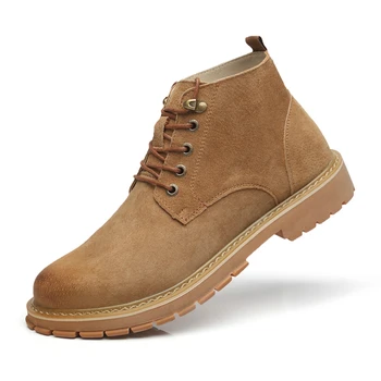 

plus size men's fashion steel toe caps working safety shoes anti-pierce building site worker genuine leather security boots mans