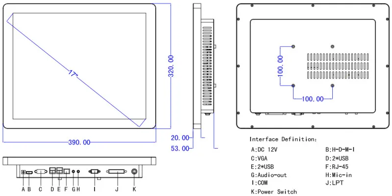 AIO промышленного Панель pc RJ45 17 дюймов медицинские Панель ПК с Разрешение 1280*10242 * RS232/4 * USB поддерживает Win7/8/10