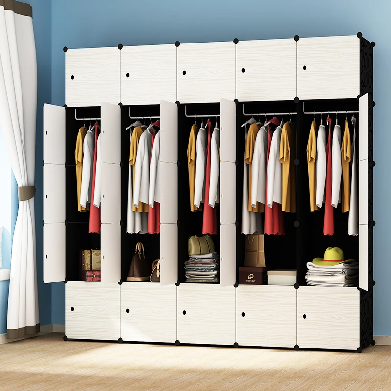 

20%Mple Wardrobe Hanger Simple Modern Economy Plastic Assembly Folding Storage Cabinet Bedroom Fabric Steel Frame Wardrobe