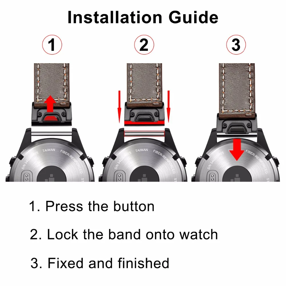 26 мм Easy Fit пояса из натуральной кожи ремешок для Garmin Fenix 3/3 HR/5X/5X плюс часы Quick Release сталь застежка браслет