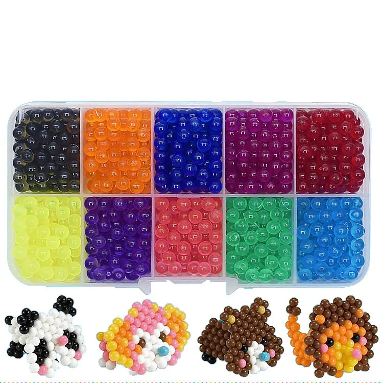 

10 Color Crystal bean DIY Aqua Water Spray Magic Beads 3D Puzzle Educational Kit jigsaw puzzle juguetes Ball Game Toys for Kids