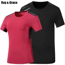 Летняя быстросохнущая футболка для бега для мужчин женщин спортивная рубашка эластичный с коротким рукавом Training светоотражающий, безопасный пеший Туризм Спортивная одежда Топ