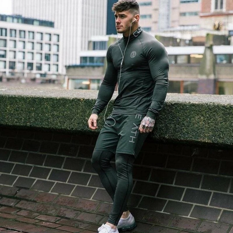 Спорт человек тренажерный зал рубашка Jogger бег спортивная одежда толстовка Для