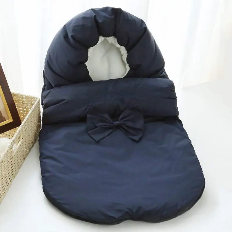 Baby Sleeping Bag Envelope Blanket Baby Cocoon Winter Sleepsacks Bow Swaddle Sack Envelope For Newborns Baby Carriage Sack - Цвет: dark blue