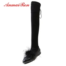 ANMAIRON Female Over the Knee Boots Fashion Shoes Zipper Pointed Toe Women Fall Winter Thick Heel Black boots Beige Bootie CR857 ANMAIRON Female Over the Knee Boots Fashion Shoes Zipper Pointed Toe Women Fall Winter Thick Heel Black boots Beige Bootie CR857