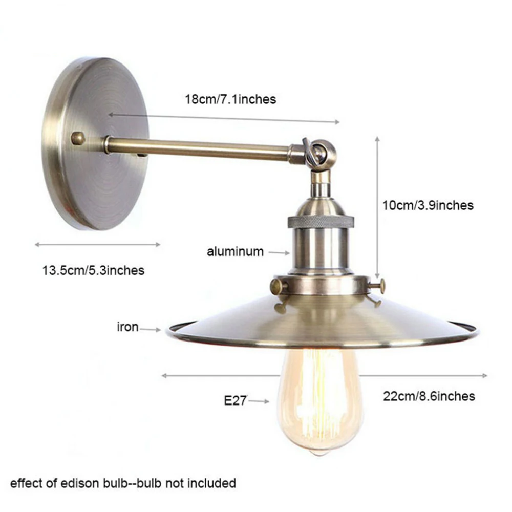 Hardwire Antique Metal Shade Industrial Wall Sconce Light with Oil Rubbed Bronze for Home, Restaurant, Bar, Cafe, Club Wall Lamp Hardwire Antique Metal Shade Industrial Wall Sconce Light with Oil Rubbed Bronze for Home, Restaurant, Bar, Cafe, Club Wall Lamp