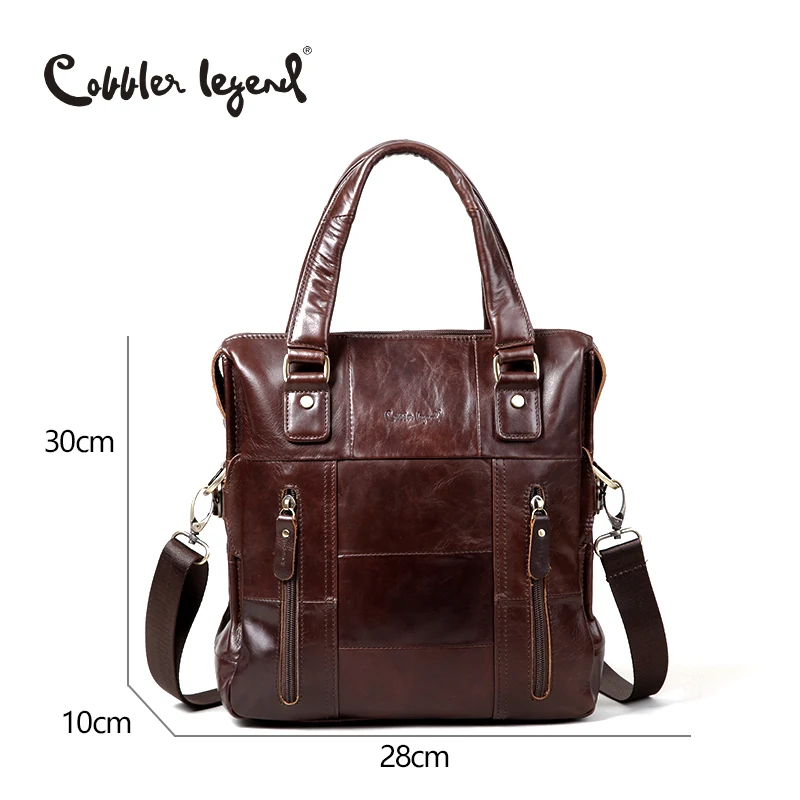 Cobbler Legend Натуральная кожа Мужская сумка из воловьей кожи дизайнерские сумки повседневные деловые iPad планшет сумка через плечо - Цвет: Coffee