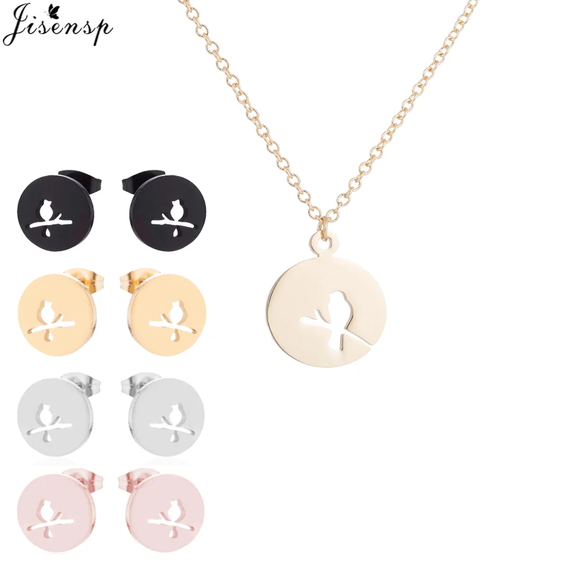 

Jisensp Boho Fashion Bird Necklace Accessories Chain Animal Necklace With Circle Necklaces & Pendants Jewelry Rose Gold bijoux