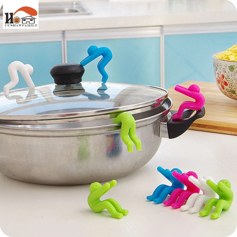 

2 pcs/lot New Creative Cooking Tools pot cover heightening Spill control silicone Little people modelling prevent bop overflow