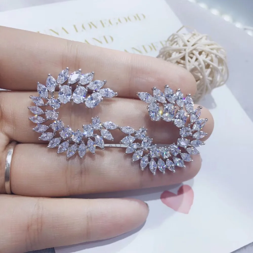 Fashion AAA Cubic Zirconia Brilliant Elegand Circle Olive Branch Big