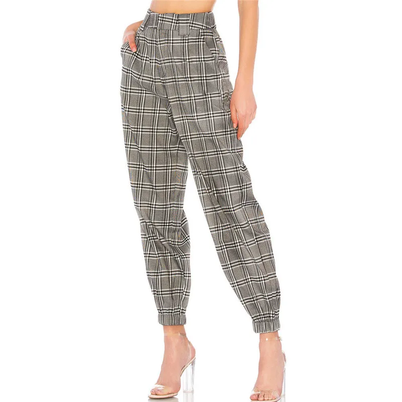 

HIRIGIN Womens High Waist Paperbag Cigaratte Ankle Length Plaid Trousers Ladies Long Pencil Pants Size 6-14