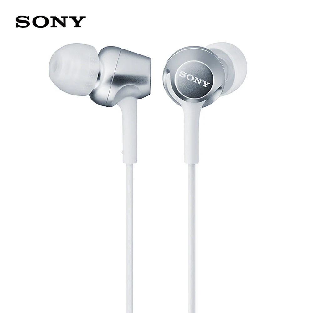 Наушники SONY MDR-EX255AP для xiaomi huawei iphone oneplus 3,5 мм проводные наушники-вкладыши музыкальные наушники ручной работы с микрофоном в линии управления - Цвет: Белый