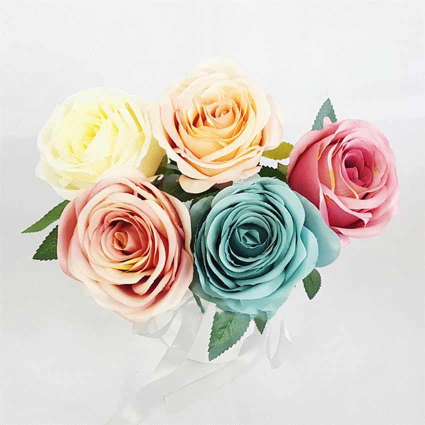 

1pc 2019 New Artificial Flowers Silk Roses One Single Roses False Blossom for Wedding Party Home Decoration Flower Arrangement