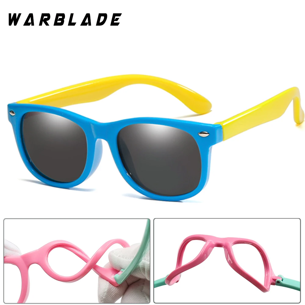 WarBlade Mirror Kids Sunglasses TR90 Boys Girls Polarized Silicone Safety Sun Glasses Gift For Children Baby UV400 Gafas