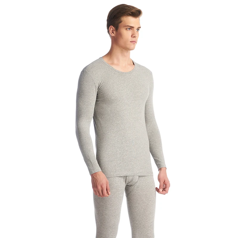 THREEGUN Lycra Cotton Long Johns Men Round Neck Thermal Underwear Breathable Winter Clothes Male Seamless Warm Bottoms Plus Size
