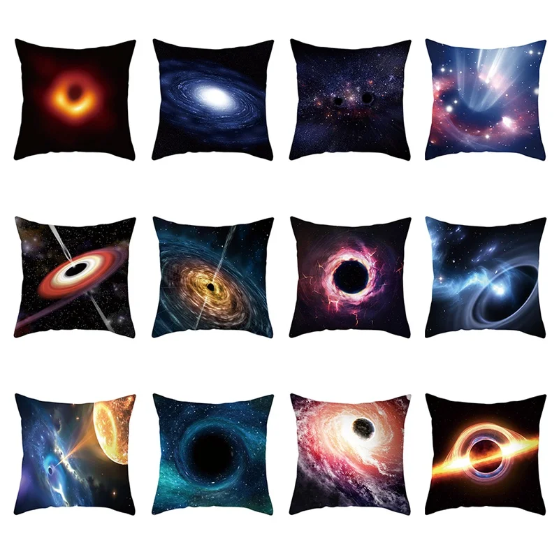 

Hot Black Hole Cushion Cover Black Throw Pillows Case 3D Universe Science Space Geometric Square Throw Pillow Covers