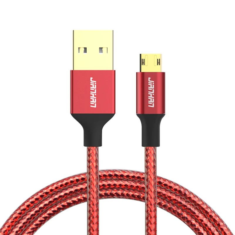 Двусторонний микро USB кабель 5V2A для быстрой зарядки и передачи данных для samsung, Xiaomi, Android Phone, плетеный шнур питания plu - Цвет: Red