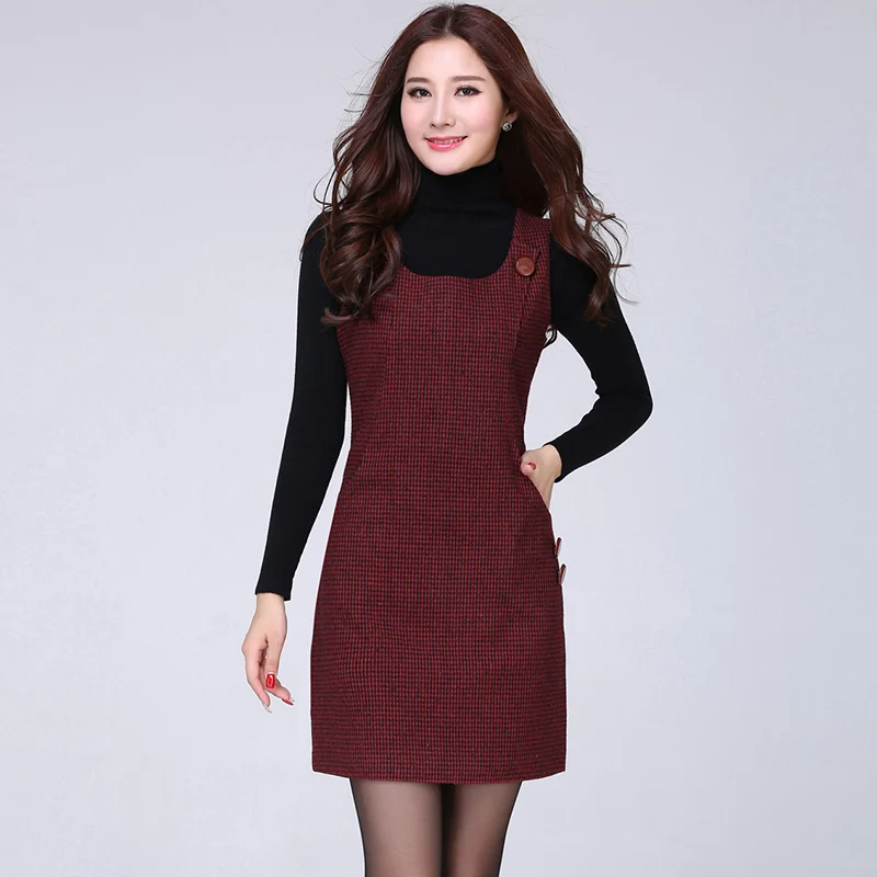 2015 autunno e l\u0026#39;inverno di lana vest dress abito senza maniche che  basa vestito passo|skirt lures|vest hanskirts band - AliExpress