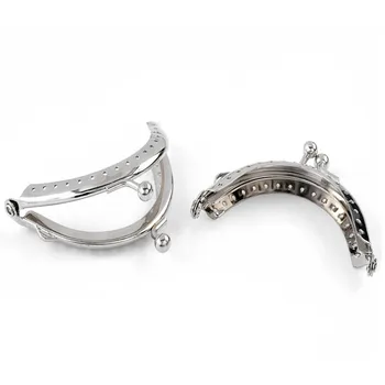 

10Pcs Silver Tone DIY Coins Purse Bag Metal Arc Frame Kiss Clasp Lock Handbag Handle 7x5cm