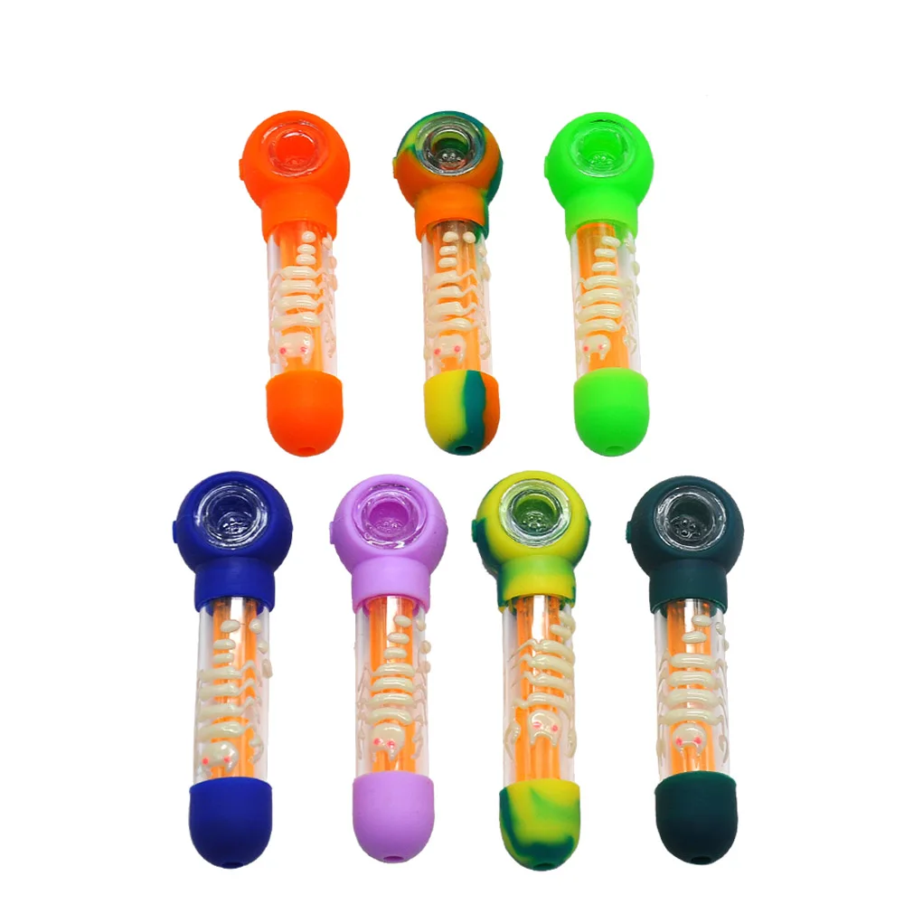 

COURNOT Scorpion Style Hard Plastic FDA Silicone Smoking Pipe 15MM Water Filtration Glass Bowl Pipes Silicone Herb Pipes