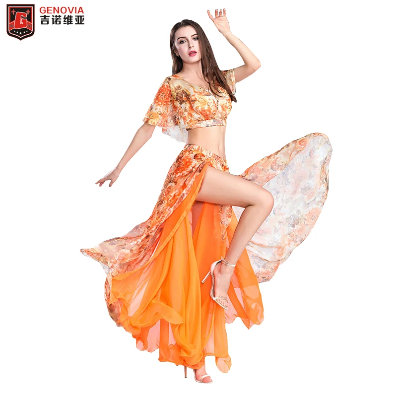 

New Performance belly dance Costume 2PCS Blouse top Skirt Dress Carnival