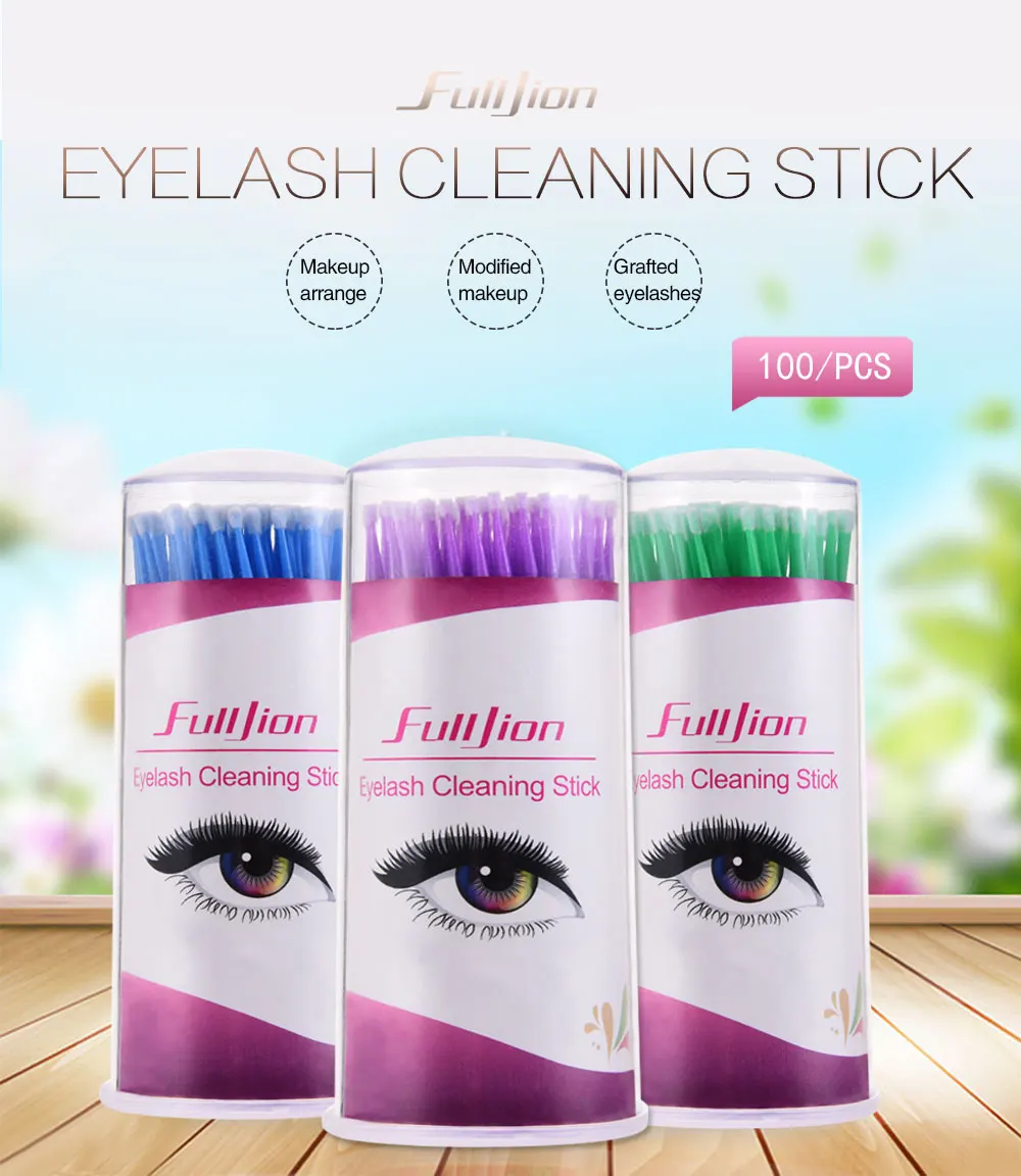 Fulljion 100 шт./компл. ватный тампон макияж кисти для чистки ресниц палочки микрощетки наращивание ресниц удаление для глаз