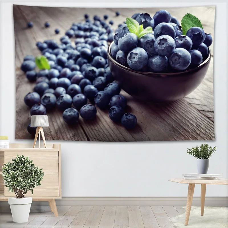 Customizable Blueberry Wall Tapestry Home Decoration Carpet Rectangular Modern Printing Fabric Yoga Mat Blanket | Дом и сад