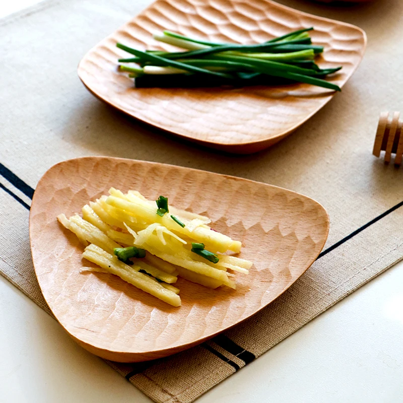 

Solid beech wood Snack plates dishes tortoise back design dessert tray appetizer plate