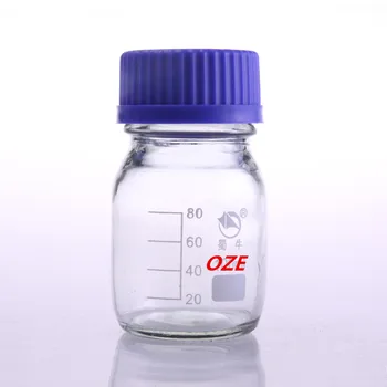 

1PCS Graduated Round Glass Reagent Bottle 100ml Blue Screw Cap Screw On Cover