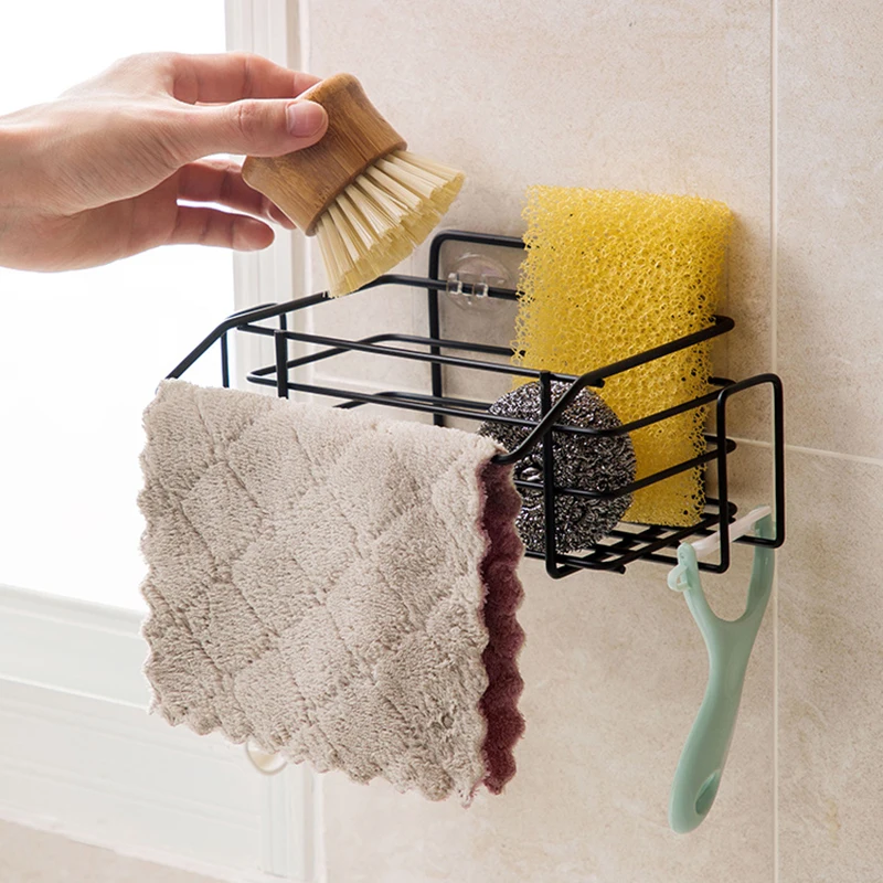 

Plastic Wrap Storage Rack Sink Sponge Drain Holder Kitchen Cleaning Cloth Shelf Bathroom Cosmetic Organizer Hanging Basket