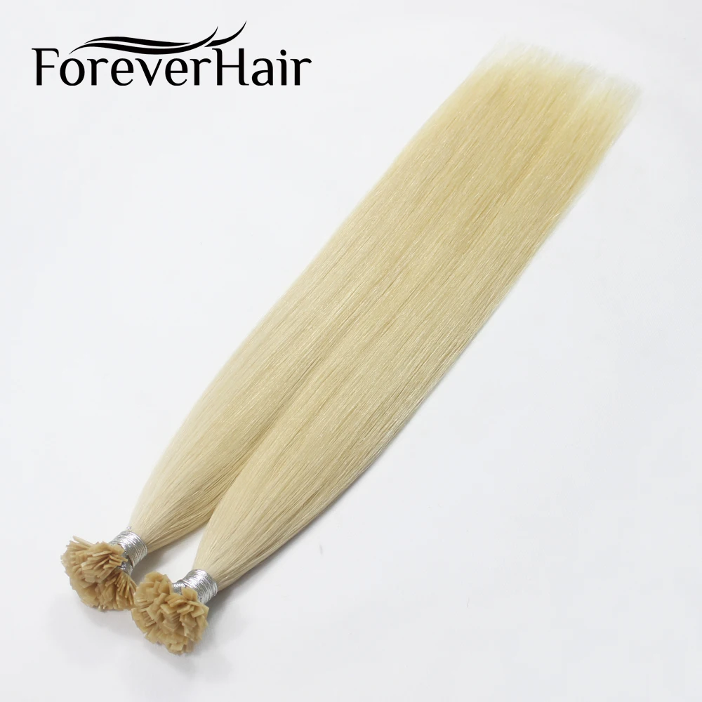 FOREVER HAIR 0,8 г/локон 2" Remy плоский наконечник человеческих волос расширение Платина блонд#60 Кератиновый плоский кончик предварительно скрепленные волосы расширение 40 г