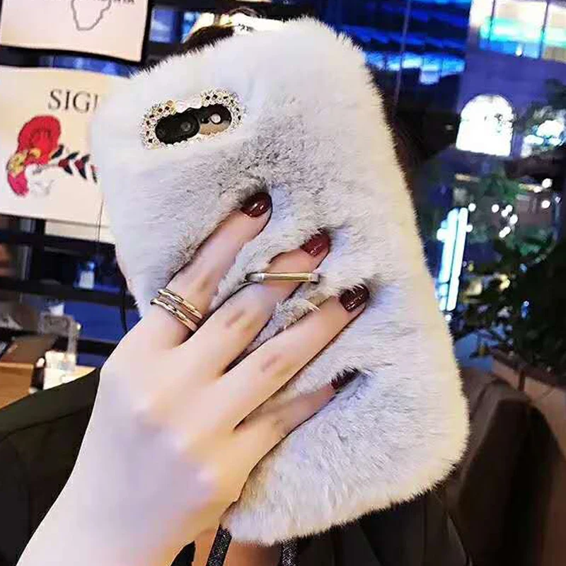 Sunjolly ленивый кроличий мех кольцо чехол со стразами обложка для Samsung Galaxy J3 J5 J7 2016 2017