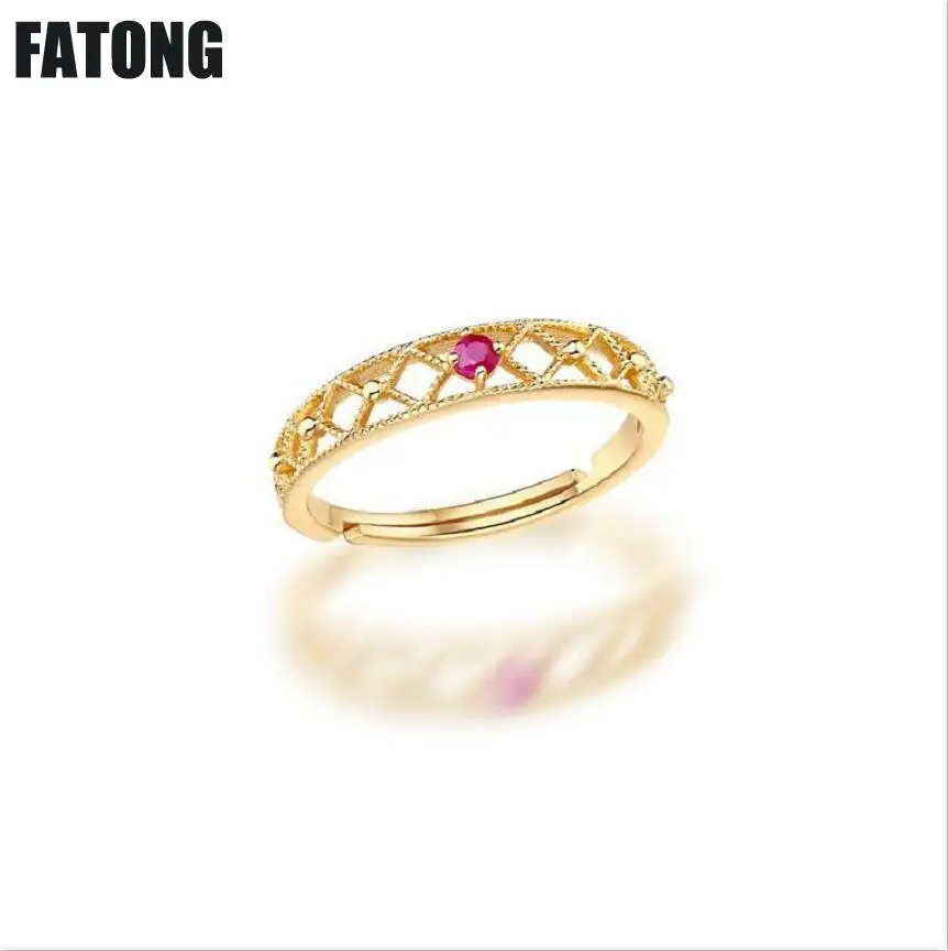 

925 sterling silver jewelry natural ruby ring Women's hollow jewelry. J015