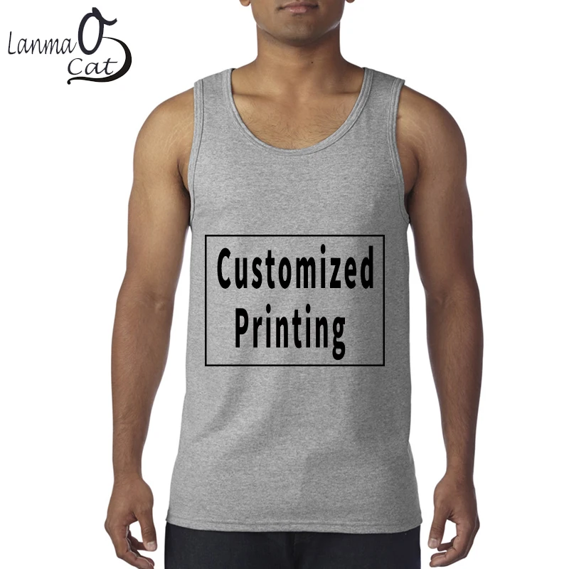 

Lanmaocat Cotton Tank Tops Male Blank Tops Men Custom Tank Tops Summer Print Casual Vest Customized 3D Print Vest Free Shipping