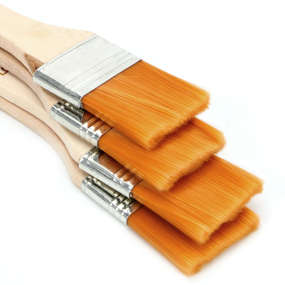 Painting Brushes 4Pcs/Set Wood Handles Hair Acrylic Nylon Oil Watercolor Paint Drawing Brush