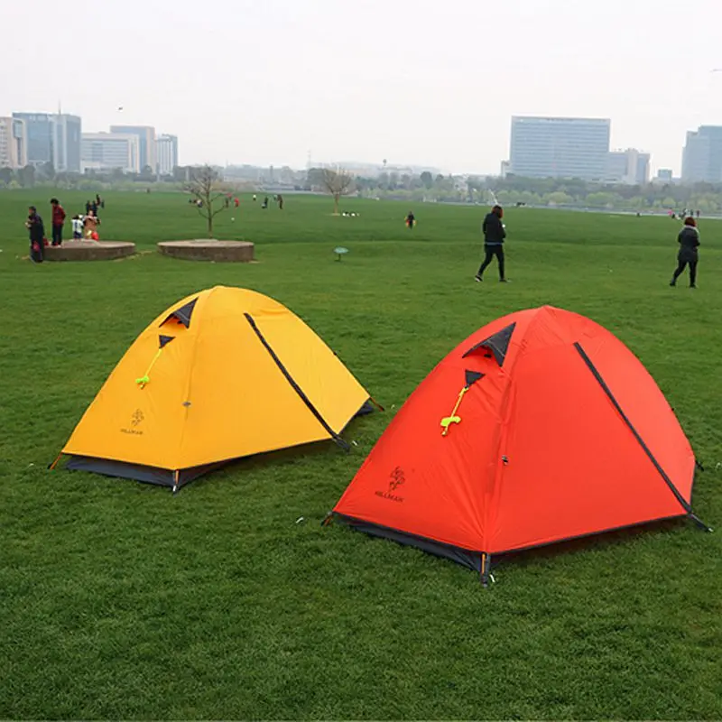 HillMan палатка 20D силиконовые ткань сверхлегкий 1 человек двойные слои Алюминий стержень Пеший Туризм один Палатка 4 сезона 2 цвета