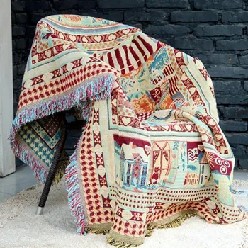 

Bohemian Sofa Throw Blanket Boho Knit Chair Sofa Cover Towel Geometric Carpet Soft Cotton Travel Woven Bicycle Bedding Tapestry