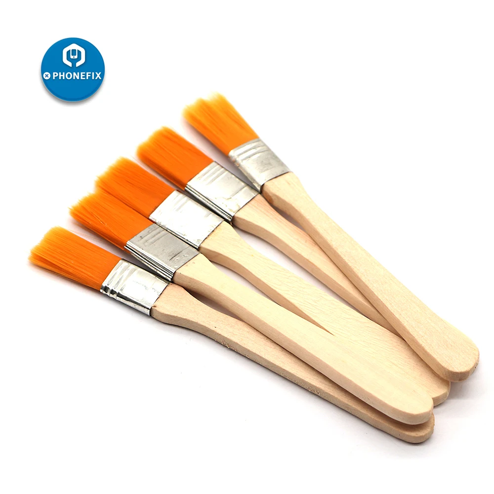 5pcs Pcb Dust Clean Bga Solder Flux Paste Brush With Wooden Handle