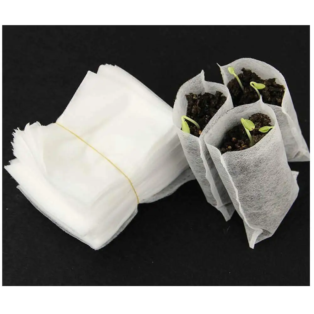 100 Pieces Biodegradable Non-Woven Nursery Bags Plant Grow Bags Fabric Seedling Pots