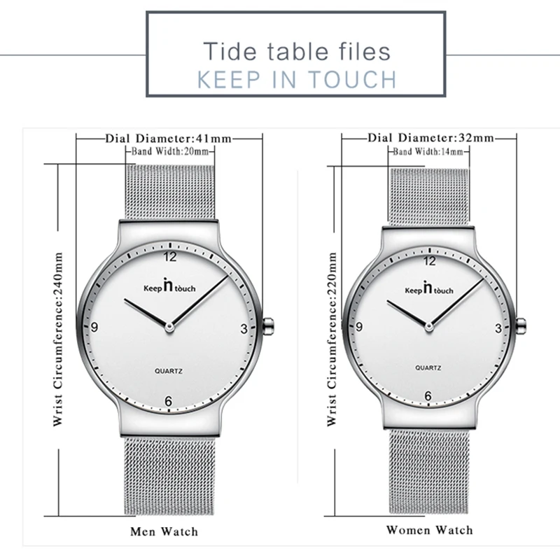Держать в курсе Wo для мужчин s для мужчин часы для пары Простой Роскошные Кварцевые дамы Waterpoof наручные часы сетки сталь любителей часов с коробкой