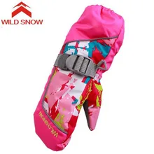 Children Winter Warm Ski Gloves Boys/Girls Sports Waterproof Windproof Non-slip Snow Mittens Extended Wrist Skiing Gloves