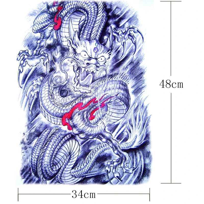 Временные китайские татуировки большие воды переносить наклейку с татуировкой большой размер полный задний тату поддельные