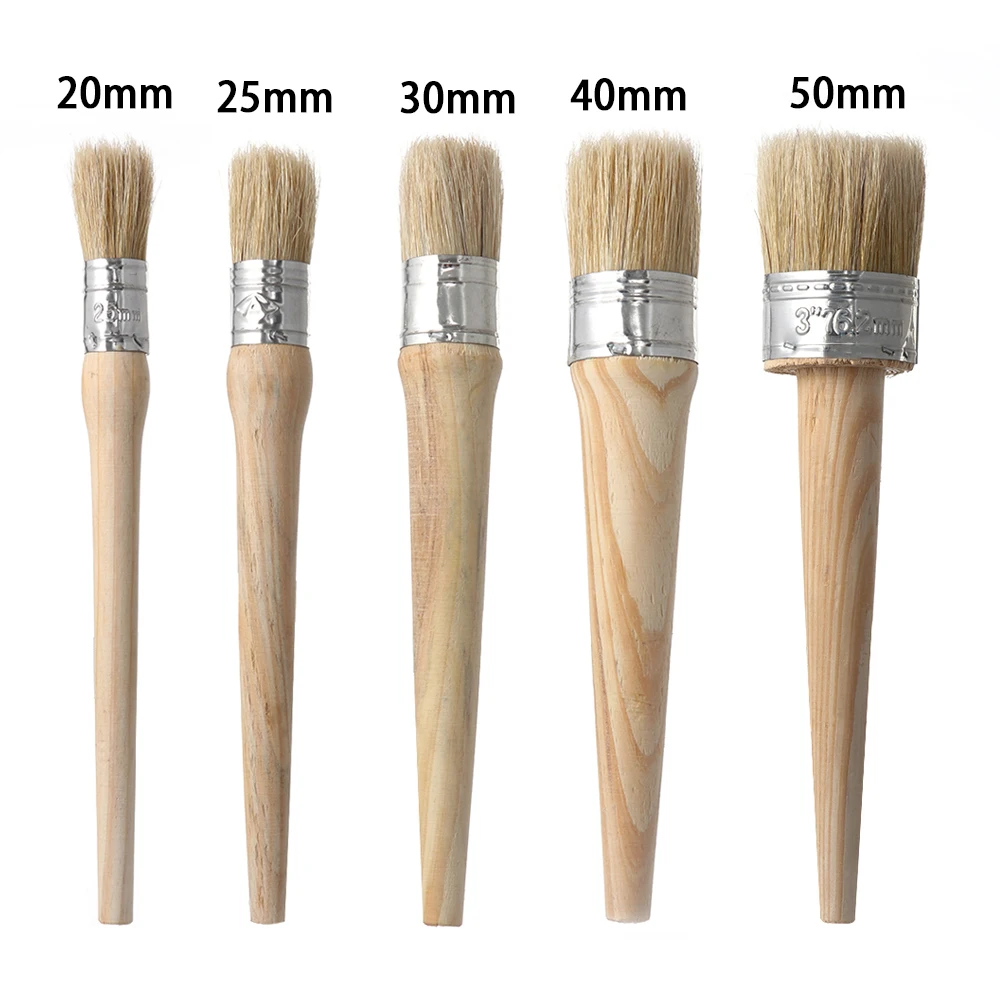 Head diameter 20/25/30/40/50mm Round Bristle Chalk Oil Paint Painting Wax Wooden Handle Brush Artist | Канцтовары для офиса и