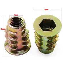 50 шт M6 резьбовые вкладыши цинковый сплав шестигранник в орехи для деревянной мебели m6x15