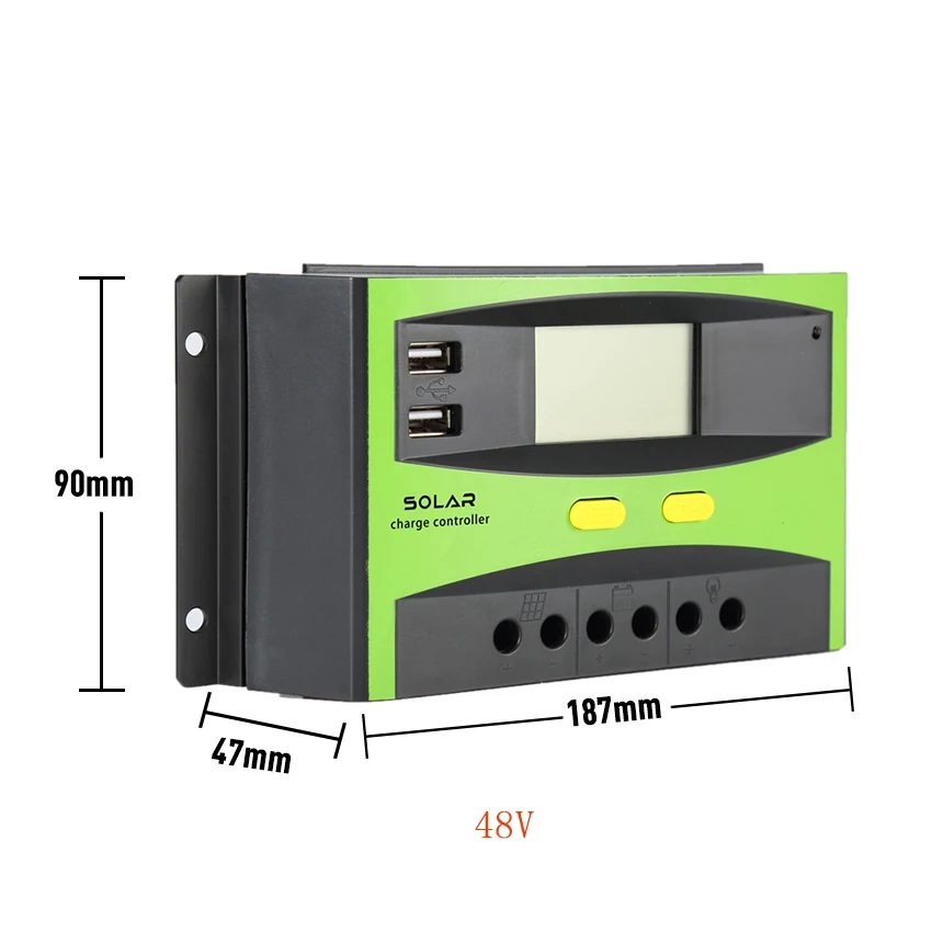 30A ШИМ Солнечный контроллер 12 в 24 В Авто 48 в двойной 5 в USB выход с регулятором заряда батареи ЖК-дисплей Быстрая