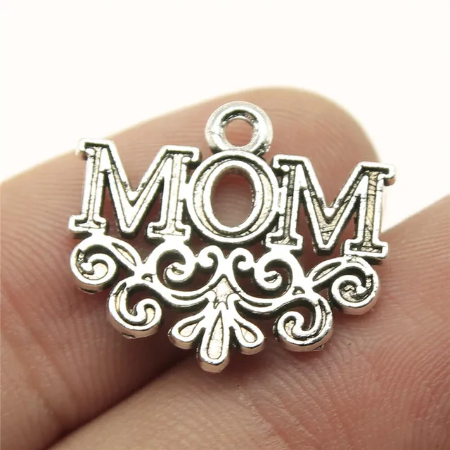 15pcs/lot Mom Charms Antique Silver Color Mother Pendant Charms Mom Charms For Jewelry Making
